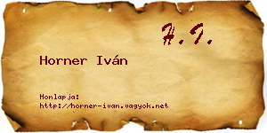 Horner Iván névjegykártya
